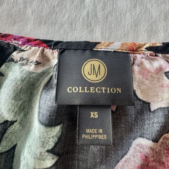 JM Collection Womens Blouse XS Long Sleeve Floral Boho Vacation Travel Resort - Picture 10 of 14